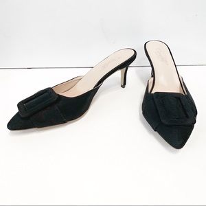 Faux Suede Mules w/ Buckle